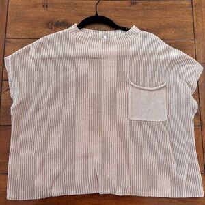 Cropped Mockneck Knit Top with Pocket